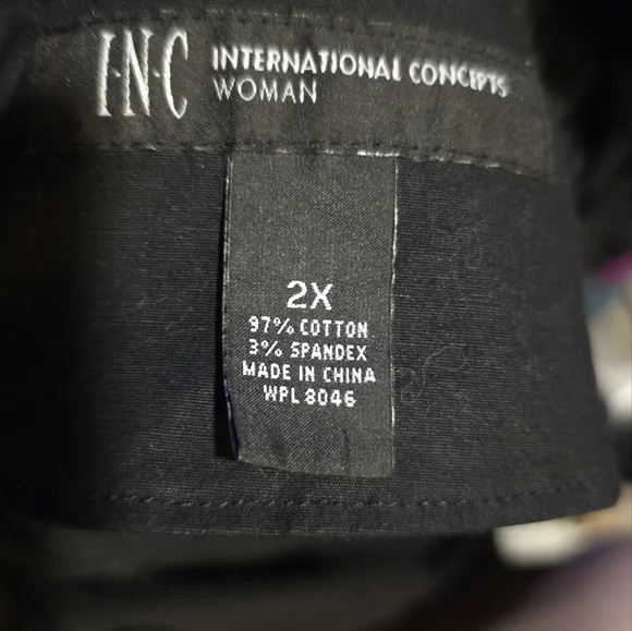 INC International Concepts 2X Black Ruffle Open Front Jacket Cotton Blend NWT - Picture 2 of 6